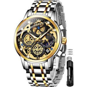 Mens Watch Luxury Analog Wrist Watches Stainless Steel Waterproof-G9947:black